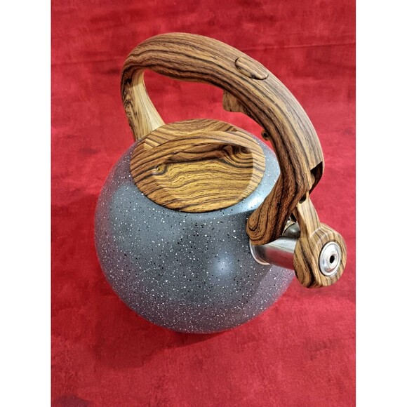 Belanko Stainless Steel Whistling Tea Kettle Simulated Wood Accents 2.7 QT - Picture 2 of 5
